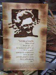 NAZIM HİKMET AHŞAP ÜZERİNE YAKMA RESİM