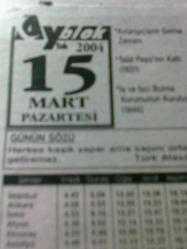 Efemera - 15 mart 2004 takvim yaprağı - kitantik - kitaLog