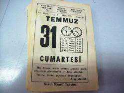 Efemera - Doğum günü hediyesi takvim yaprağı 31 temmuz 1982 a42 - kitantik - kitaLog