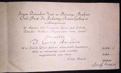 Tiyatro Tarihi - Galip Arcan Sanat Hayatının 40. Yılı Davetiye 25 Ağustos 1951