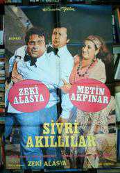 Efemera - SİVRİ AKILLILAR FİLMİNİN AFİŞİ  OYNAYANLAR: ZEKİ ALASYA, METİN AKPINAR, HULUSİ KENTMEN, PERRAN KUTMAN - kitantik - kitaLog