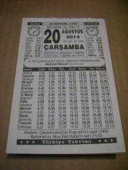 Efemera - 20 ağustos 2014 takvim yaprağı (türkiye takvimi) - kitantik - kitaLog