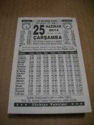 Efemera - 25 haziran 2014 takvim yaprağı (türkiye takvimi) - kitantik - kitaLog