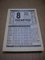 Efemera - 8 eylül 2003 takvim yaprağı (türkiye takvimi) - kitantik - kitaLog