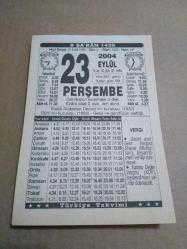 Efemera - 23 eylül 2004 takvim yaprağı (türkiye takvimi) - kitantik - kitaLog