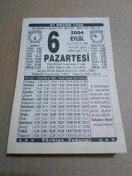 Efemera - 6 eylül 2004 takvim yaprağı (türkiye takvimi) - kitantik - kitaLog