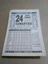 Efemera - 24 temmuz 2004 takvim yaprağı (türkiye takvimi) - kitantik - kitaLog