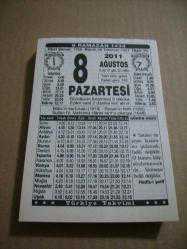 Efemera - 8 ağustos 2011 takvim yaprağı (türkiye takvimi) - kitantik - kitaLog