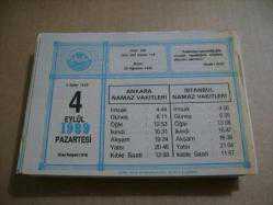 Efemera - 4 eylül 1989 takvim yaprağı (diyanet takvimi) - kitantik - kitaLog
