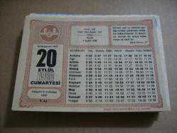 Efemera - 20 eylül 1986 takvim yaprağı (diyanet takvimi) - kitantik - kitaLog