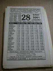 Efemera - 28 şubat 2001 takvim yaprağı (fazilet) - kitantik - kitaLog