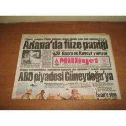 MİLLİYET GAZETESİ 23 OCAK 1991 ADANA'DA FÜZE PANİĞİ / ABD PİYADESİ GÜNEYDOĞU'YA