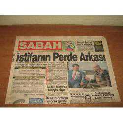 SABAH GAZETESİ 4 ARALIK 1990 İSTİFANIN PERDE ARKASI