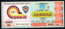 MP.528  MİLLİ PİYANGO 28 ŞUBAT 1993 SİVİL SAVUNMA GÜNÜ Z YARIM BİLET