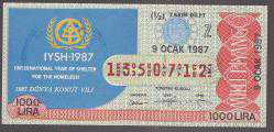 MP.093 MİLLİ PİYANGO 9 OCAK 1987 DÜNYA KONUT YILI Z YARIM BİLET