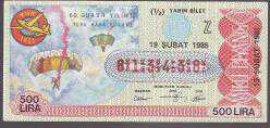 MP.035 MİLLİ PİYANGO 19 ŞUBAT 1985 60. GURUR YILIMIZ TÜRK HAVA KURUMU UÇAK PARAŞÜT Z YARIM BİLET