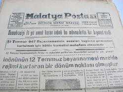 MALATYA Postası CELAL BİLGİLİ 16 TEMMUZ 1958