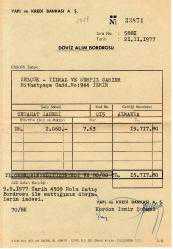 Efemera - YAPI KREDİ BANKASI A.Ş. DÖVİZ ALIM BORDROSU - 21.11.1977 TARİHLİ - kitantik - kitaLog