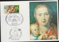 Efemera - MC.1644 1985 UNICEF - MADONNA ANNE ÇOCUK ALBERT DÜRER FERPHILEX'85 SERGİ FUAR ALMANYA MAKSİMUM KART - kitantik - kitaLog