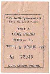 Efemera - T. Denizcilik İşletmeleri A.Ş. Şehir Hatları İşletmesi / 1997 - kitantik - kitaLog