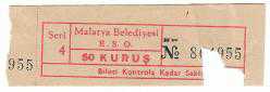 Malatya Belediyesi E.S.O / Otobüs Bileti / 50 Kuruş