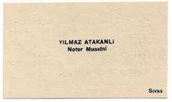 Efemera - Kartvizit: Noter Muavini Yılmaz Atakanlı / Sivas - kitantik - kitaLog