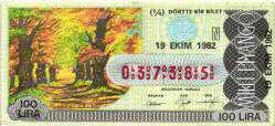 MP.1199  MİLLİ PİYANGO 19 EKİM 1982 SONBAHAR ORMAN N ÇEYREK BİLET
