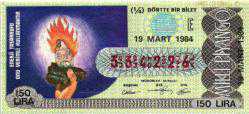 MP.1277  MİLLİ PİYANGO 19 MART 1984 ENERJİ TASARRUFU ONU VERİMLİ KULLANMAKTIR E ÇEYREK BİLET