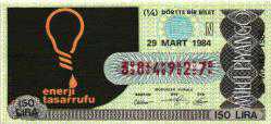 MP.1281  MİLLİ PİYANGO 29 MART 1984 ENERJİ TASARRUFU N ÇEYREK BİLET