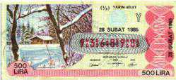MP.1360  MİLLİ PİYANGO 28 ŞUBAT 1985 KIŞ MANZARASI KARLI DALLAR EV Y YARIM BİLET