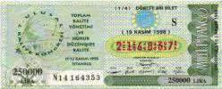 MP.1956  MİLLİ PİYANGO 19 KASIM 1998 7.ULUSAL KALİTE KONGRESİ S DÖRTTE BİR BİLET