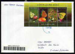 EFM.5277 2009 DÜNYA ÇEVRE GÜNÜ KELEBEKLER TAAHÜTLÜ VARIŞLI POSTADAN GEÇMİŞ FDC