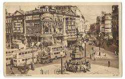 Yurtdışından Türkiye'ye Gönderilmiş Kartpostallar -: Londra Piccadilly Circus Meydanı/ Ankara / Postadan Geçmiş / 1950