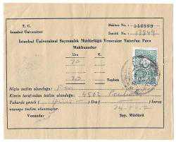 Efemera - İstanbul Üniversitesi Saymanlık Müdürlüğü Vezne Makbuzu / Damgalı Pullu - kitantik - kitaLog