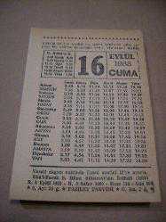 Efemera - 16 eylül 1988 takvim yaprağı (fazilet takvimi) - kitantik - kitaLog