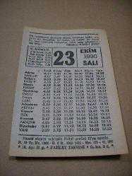 Efemera - 23 ekim 1990 takvim yaprağı (fazilet takvimi) - kitantik - kitaLog