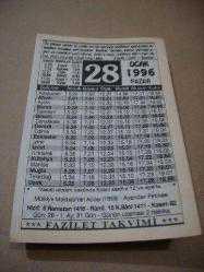 Efemera - 28 ocak 1996 takvim yaprağı (fazilet takvimi) - kitantik - kitaLog