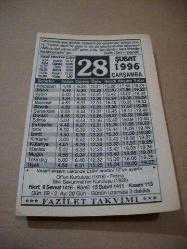 Efemera - 28 şubat 1996 takvim yaprağı (fazilet takvimi) - kitantik - kitaLog