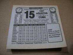 Efemera - 15 ağustos 1997 takvim yaprağı (türkiye gazetesi takvimi) - kitantik - kitaLog