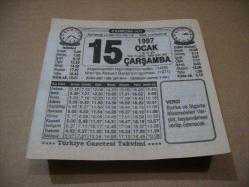Efemera - 15 ocak 1997 takvim yaprağı (türkiye gazetesi takvimi) - kitantik - kitaLog