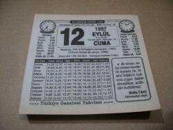 Efemera - 12 eylül 1997 takvim yaprağı (türkiye gazetesi takvimi) - kitantik - kitaLog