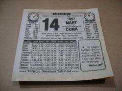 Efemera - 14 mart 1997 takvim yaprağı (türkiye gazetesi takvimi) - kitantik - kitaLog