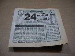 Efemera - 24 haziran 1998 takvim yaprağı (türkiye gazetesi takvimi) - kitantik - kitaLog