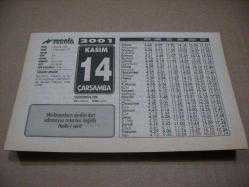Efemera - 14 kasım 2001 takvim yaprağı (nesil takvimi) - kitantik - kitaLog
