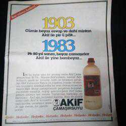 Efemera - 1983 Üç reklam beraber dergi çıkması Akif Çamaşır suyu - kitantik - kitaLog