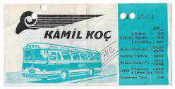 Bilet: Kamil Koç Turizm ve Ticaret Şirketi Otobüs Bileti / 1966