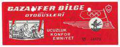 Bilet: Gazanfer Bilge Otobüsleri Bileti / 1967