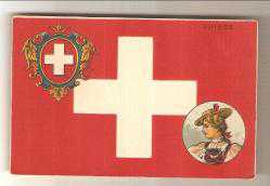 İSVİÇRE BAYRAK TEMALI ESKİ KARTPOSTAL...