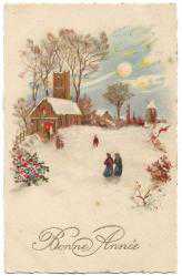 Yeni Yıl Kartpostalları: Mutlu Yıllar / Bonne Annee / Fransızca / 1926