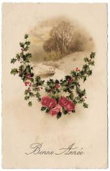 Yeni Yıl Kartpostalları: Mutlu Yıllar / Bonne Annee / Fransızca / 1923